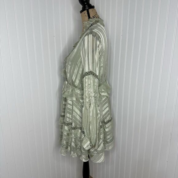 ASOS Design Mini Ruffle Dress US Sz 6 Sage Green Boho Fairycore Romantic Flaw - Picture 14 of 16